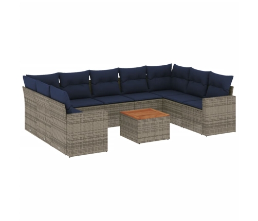 10Daļīgs Dārza Dīvāna Komplekts Ar Matračiem Pelēka Rotangpalma Vidaxl