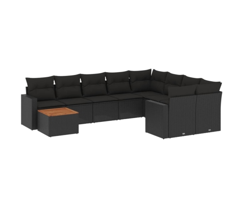 vidaXL 10-daļīgs dārza dīvāna komplekts, matrači, melna PE rotangpalma