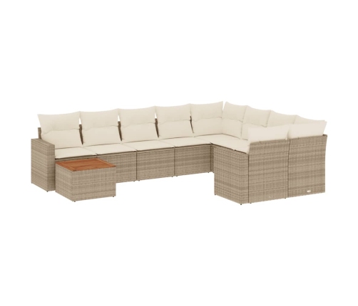 vidaXL 10-daļīgs dārza dīvāna komplekts, matrači, bēša PE rotangpalma