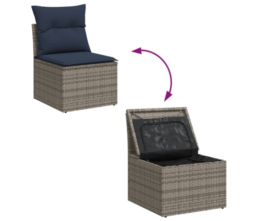 11-Daļīgs Dārza Dīvāna Komplekts Ar Matračiem, Pelēks Pe Pinums Vidaxl