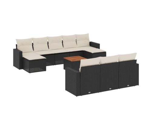 vidaXL 11-daļīgs dārza dīvāna komplekts, matrači, melna PE rotangpalma