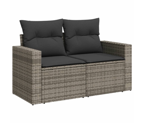 vidaXL 11-daļīgs dārza dīvāna komplekts ar matračiem, pelēks PE pinums