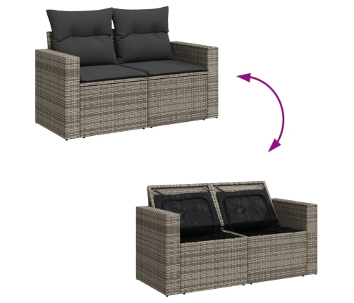 vidaXL 11-daļīgs dārza dīvāna komplekts ar matračiem, pelēks PE pinums