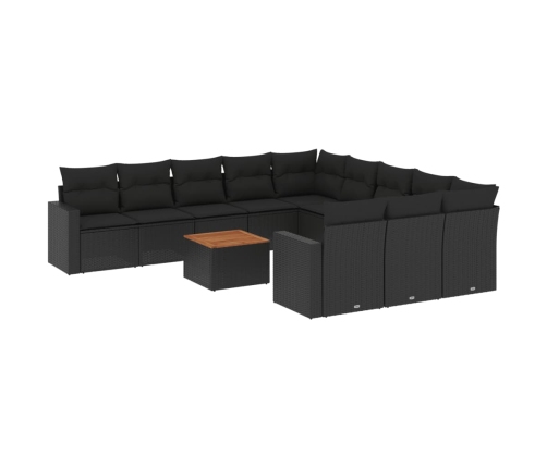 12-Daļīgs Dārza Dīvānu Komplekts, Matrači, Melna Pe Rotangpalma Vidaxl