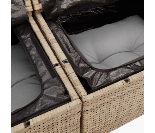 vidaXL 12-daļīgs dārza dīvāna komplekts, matrači, bēša PE rotangpalma