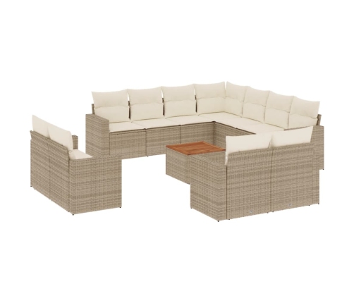 vidaXL 12-daļīgs dārza dīvāna komplekts, matrači, bēša PE rotangpalma