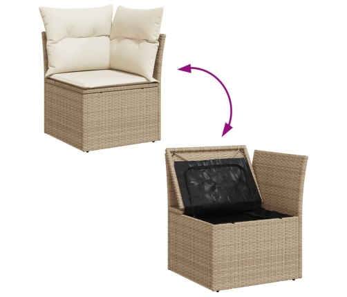 vidaXL 12-daļīgs dārza dīvāna komplekts, matrači, bēša PE rotangpalma