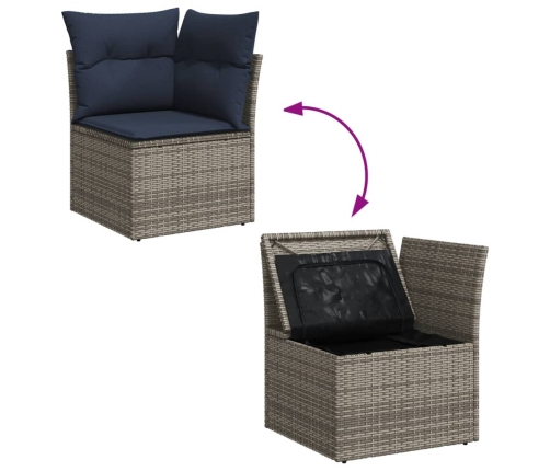 14-Daļīgs Dārza Dīvānu Komplekts, Matrači,Pelēka Pe Rotangpalma Vidaxl
