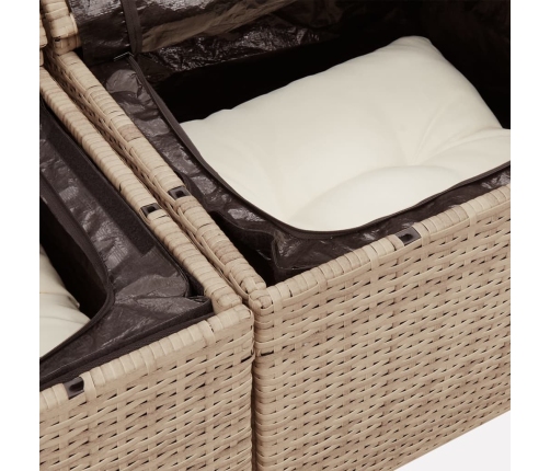 vidaXL 11-daļīgs dārza dīvāna komplekts, matrači, bēša PE rotangpalma