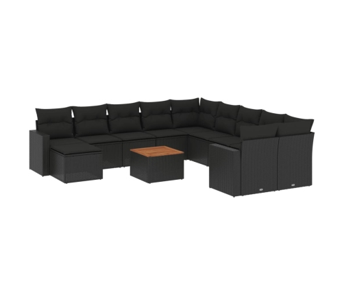 12-Daļīgs Dārza Dīvānu Komplekts, Matrači, Melna Pe Rotangpalma Vidaxl