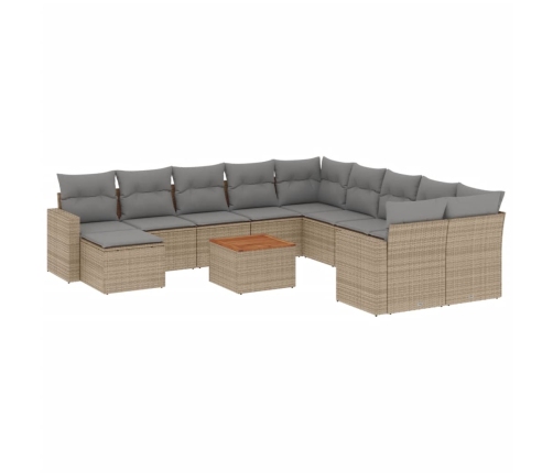 vidaXL 12-daļīgs dārza dīvāna komplekts, matrači, bēša PE rotangpalma