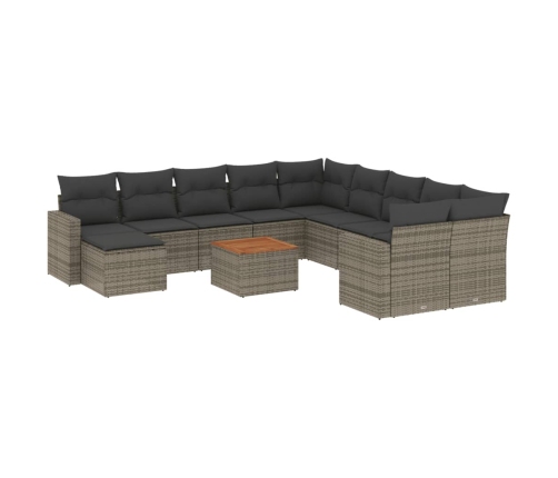 vidaXL 12-daļīgs dārza atpūtas mēbeļu komplekts, matrači, pelēks PE