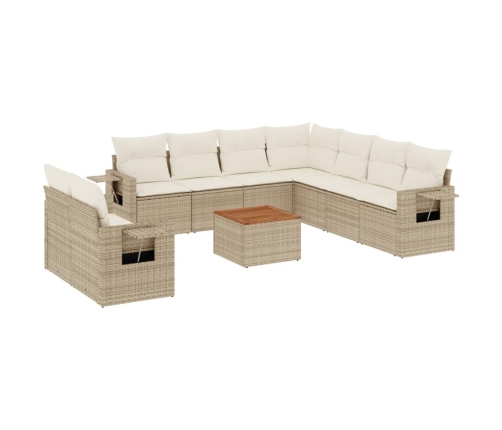 10-Daļīgs Dārza Dīvāna Komplekts, Matrači, Bēša Pe Rotangpalma Vidaxl