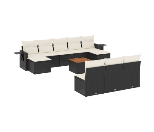 vidaXL 11-daļīgs dārza dīvāna komplekts, matrači, melna PE rotangpalma