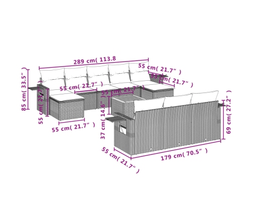 11-Daļīgs Dārza Dīvāna Komplekts, Matrači, Melna Pe Rotangpalma Vidaxl