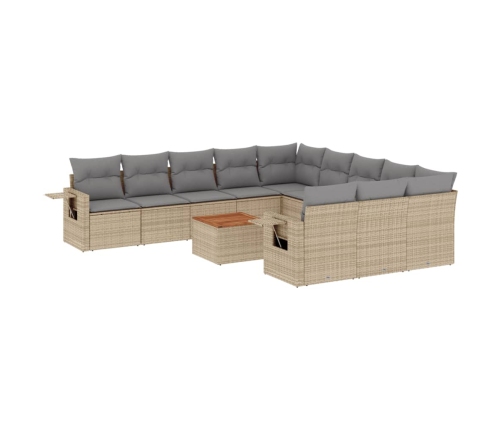 vidaXL 12-daļīgs dārza dīvāna komplekts, matrači, bēša PE rotangpalma