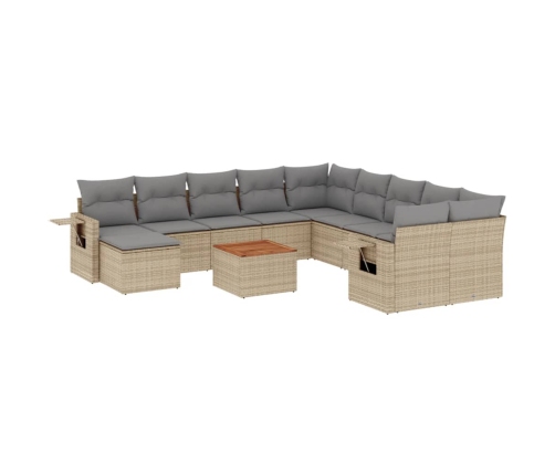 vidaXL 12-daļīgs dārza dīvāna komplekts, matrači, bēša PE rotangpalma