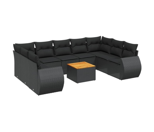 10-Daļīgs Dārza Dīvāna Komplekts, Matrači, Melna Pe Rotangpalma Vidaxl