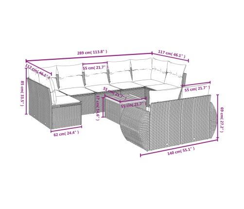 10-Daļīgs Dārza Dīvāna Komplekts, Matrači, Melna Pe Rotangpalma Vidaxl