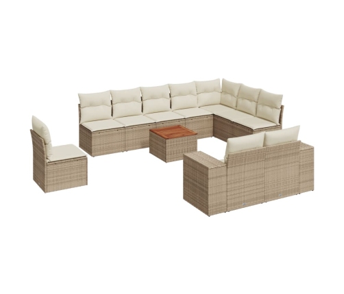 11-Daļīgs Dārza Dīvāna Komplekts, Matrači, Bēša Pe Rotangpalma Vidaxl