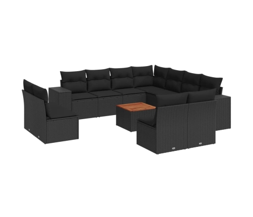 vidaXL 12-daļīgs dārza dīvānu komplekts, matrači, melna PE rotangpalma