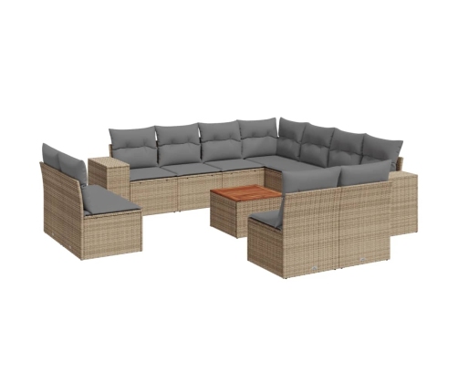 vidaXL 12-daļīgs dārza dīvāna komplekts, matrači, bēša PE rotangpalma