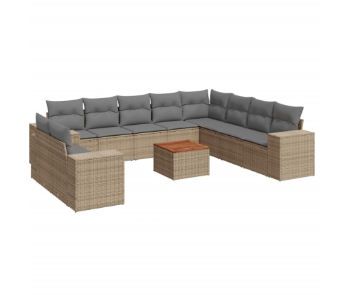 vidaXL 11-daļīgs dārza dīvāna komplekts, matrači, bēša PE rotangpalma