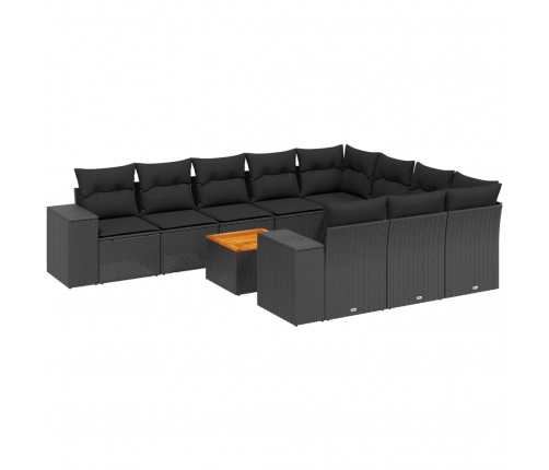 11-Daļīgs Dārza Dīvāna Komplekts, Matrači, Melna Pe Rotangpalma Vidaxl