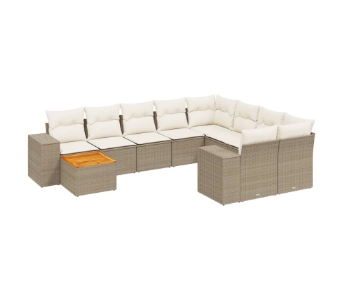 vidaXL 11-daļīgs dārza dīvāna komplekts, matrači, bēša PE rotangpalma