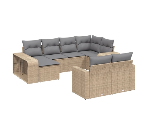 10-Daļīgs Dārza Dīvāna Komplekts, Matrači, Bēša Pe Rotangpalma Vidaxl