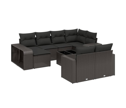 vidaXL 11-daļīgs dārza dīvāna komplekts, matrači, melna PE rotangpalma