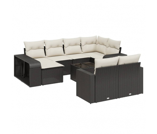 11-Daļīgs Dārza Dīvāna Komplekts, Matrači, Melna Pe Rotangpalma Vidaxl