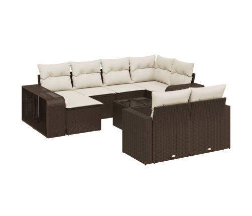 vidaXL 11-daļīgs dārza dīvāna komplekts, matrači, brūna PE rotangpalma