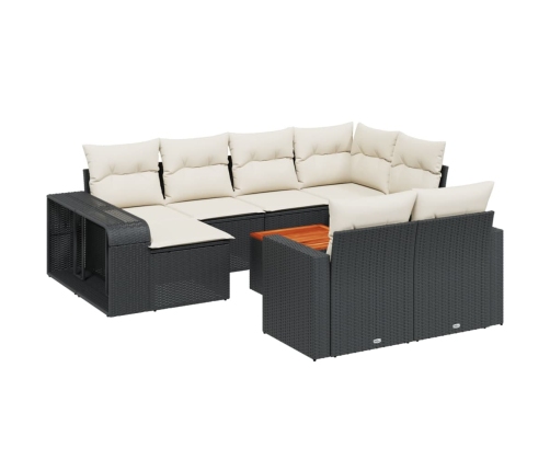 vidaXL 11-daļīgs dārza dīvāna komplekts, matrači, melna PE rotangpalma