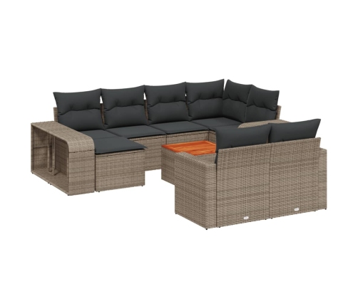 vidaXL 11-daļīgs dārza dīvāna komplekts ar matračiem, pelēks PE pinums