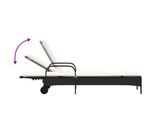 Sauļošanās Zviļņi Ar Matračiem, 2 Gab., Melna Pe Rotangpalma Vidaxl