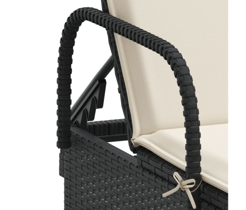 Sauļošanās Zviļņi Ar Matračiem, 2 Gab., Melna Pe Rotangpalma Vidaxl