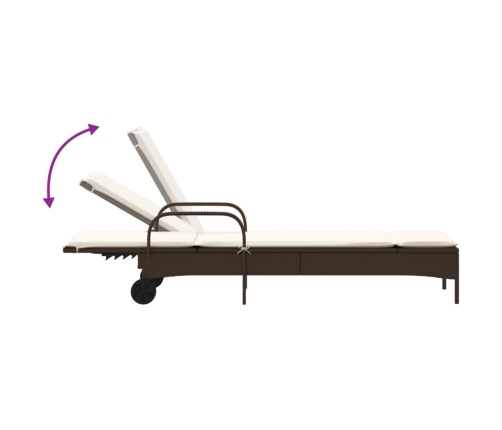 vidaXL sauļošanās zviļņi, ar matračiem, 2 gab., brūna PE rotangpalma