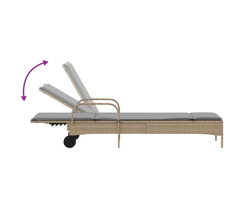 vidaXL sauļošanās zviļņi ar matračiem, 2 gab., bēša PE rotangpalma