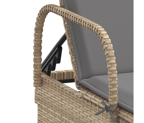 vidaXL sauļošanās zviļņi ar matračiem, 2 gab., bēša PE rotangpalma