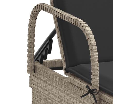 vidaXL sauļošanās zviļņi 2gab ar matračiem gaiši pelēka PE rotangpalma