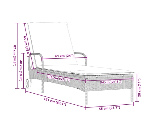 vidaXL sauļošanās zviļņi 2gab ar matračiem gaiši pelēka PE rotangpalma