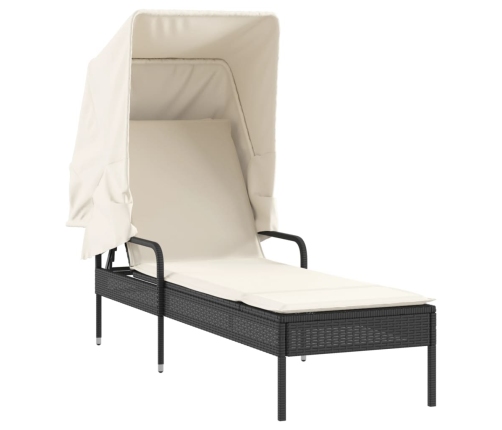 vidaXL sauļošanās zviļņi 2 gab., ar jumtiņiem un galdu, PE rotangpalma