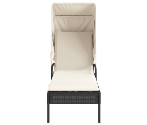 vidaXL sauļošanās zviļņi 2 gab., ar jumtiņiem un galdu, PE rotangpalma