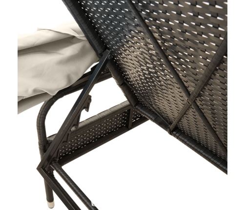 vidaXL sauļošanās zviļņi 2 gab., ar jumtiņiem un galdu, PE rotangpalma