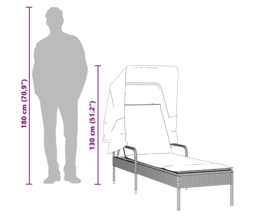 vidaXL sauļošanās zviļņi 2 gab., ar jumtiņiem un galdu, PE rotangpalma