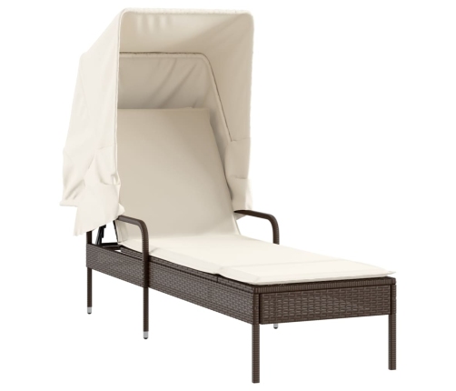 vidaXL sauļošanās zviļņi 2 gab., ar jumtiņiem un galdu, PE rotangpalma