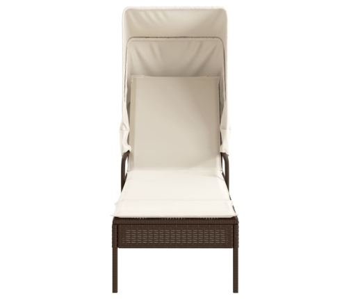 vidaXL sauļošanās zviļņi 2 gab., ar jumtiņiem un galdu, PE rotangpalma