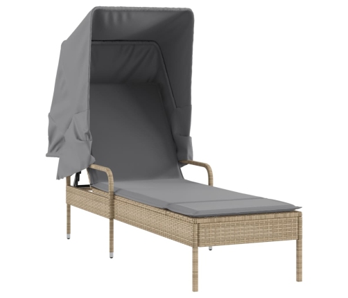 vidaXL sauļošanās zviļņi 2 gab., ar jumtiņiem un galdu, PE rotangpalma