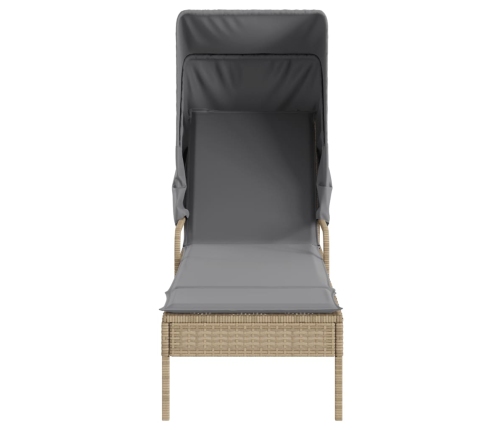 vidaXL sauļošanās zviļņi 2 gab., ar jumtiņiem un galdu, PE rotangpalma